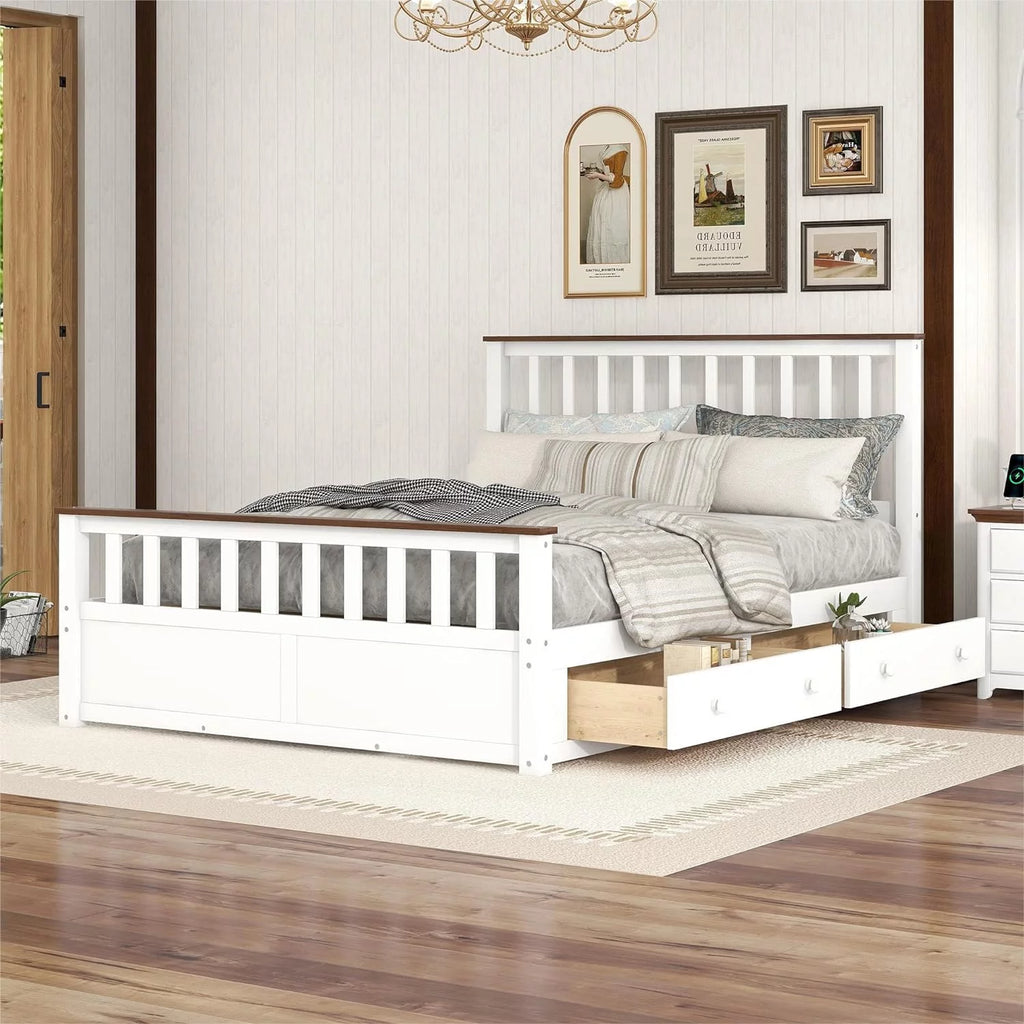 Queen Size Storage Platform Bed with 2 Drawers A202