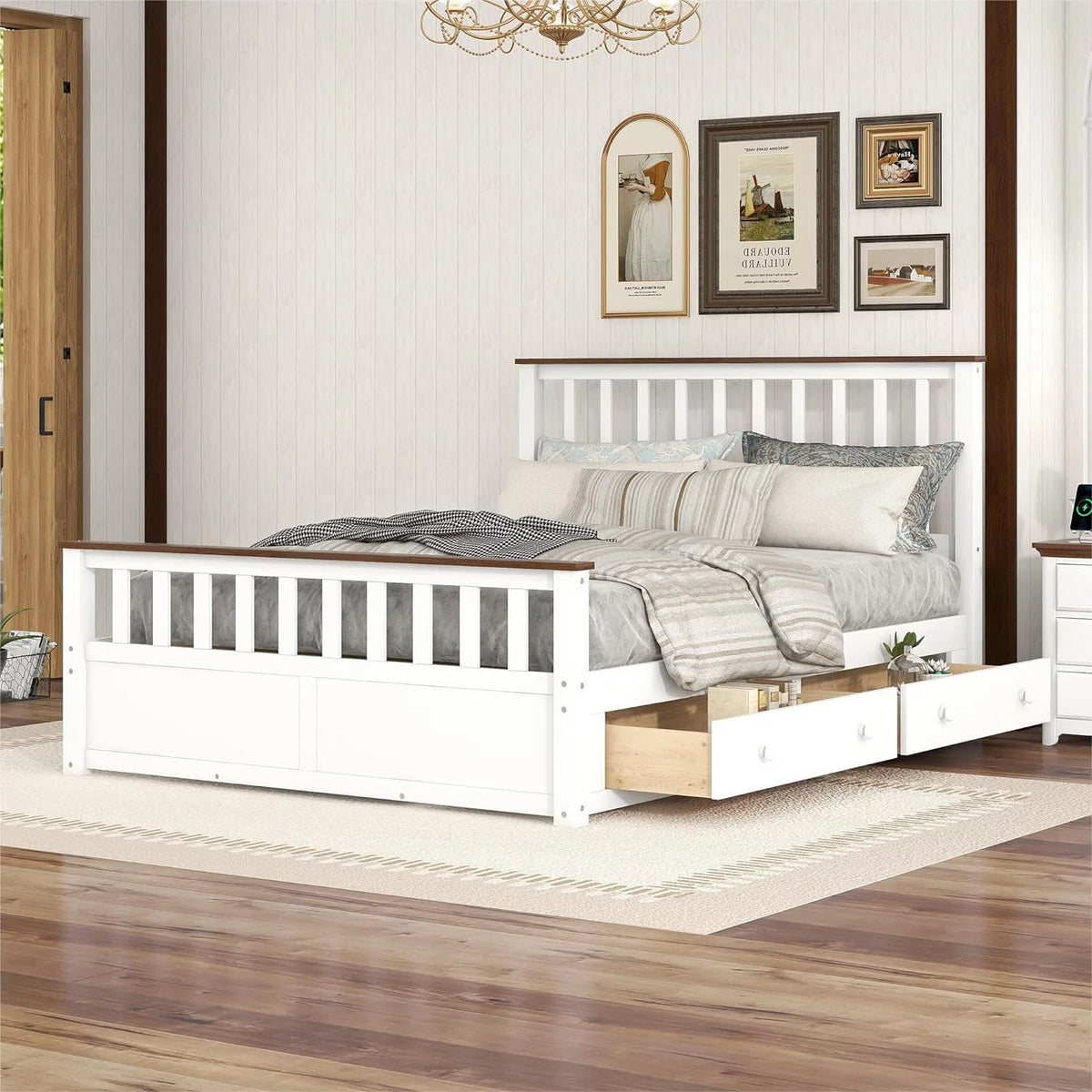 Queen Size Storage Platform Bed with 2 Drawers A202