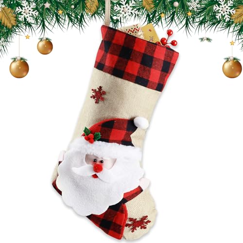 18.5'' Burlap Plaid Christmas Stockings 1-Pack I37974