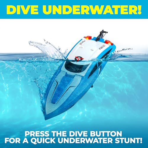 Blue Remote Control RC Boat with 2 Rechargeable Batteries C606103