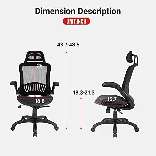Grey Ergonomic Mesh Office Chair with Lumbar Support K7864