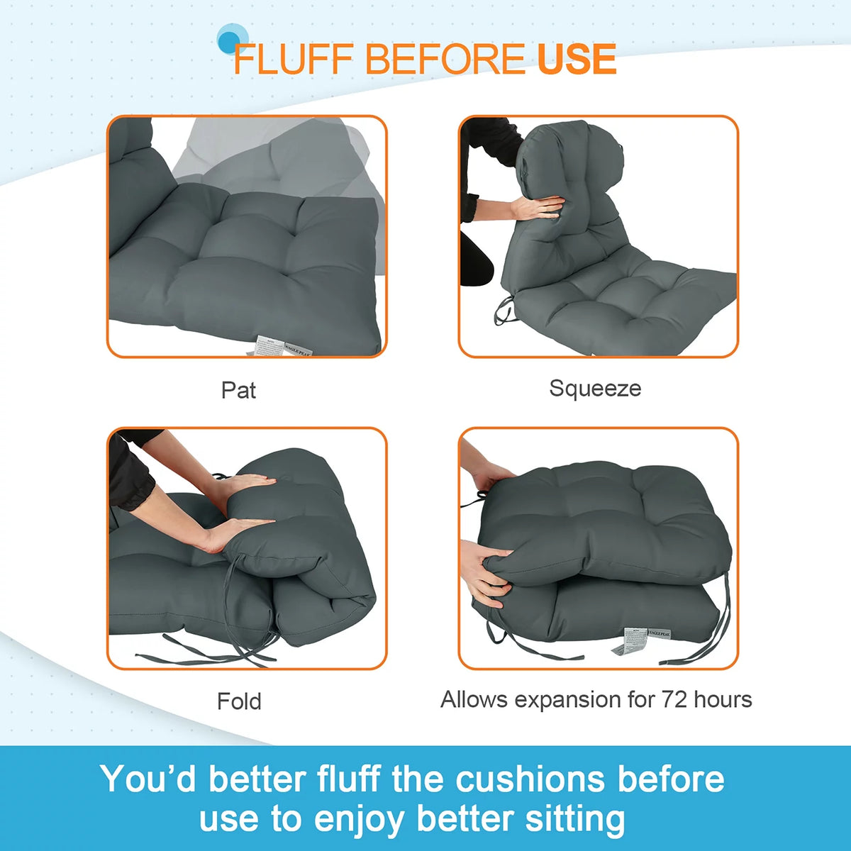 Tufted Outdoor Indoor Chair Cushion Set of 2 T342