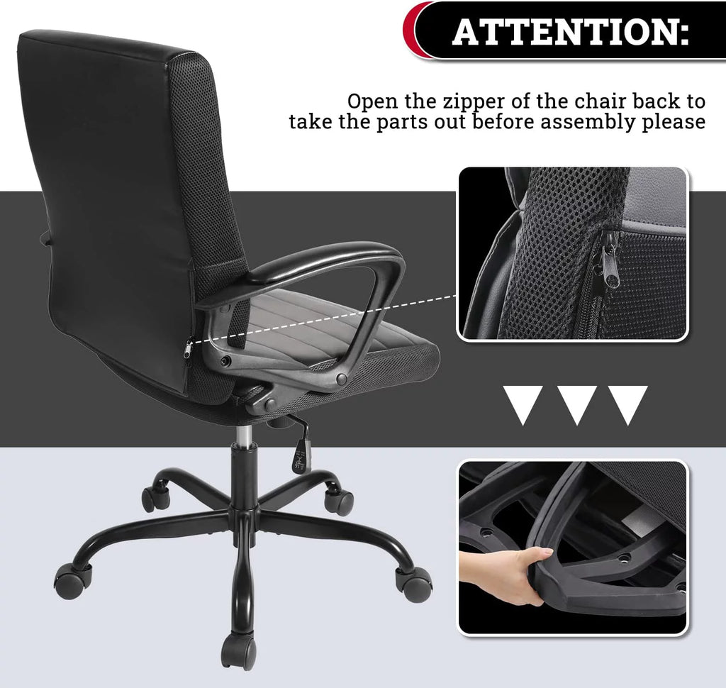 Ergonomic Bonded Leather Swivel Office Chair with Armrests X23633