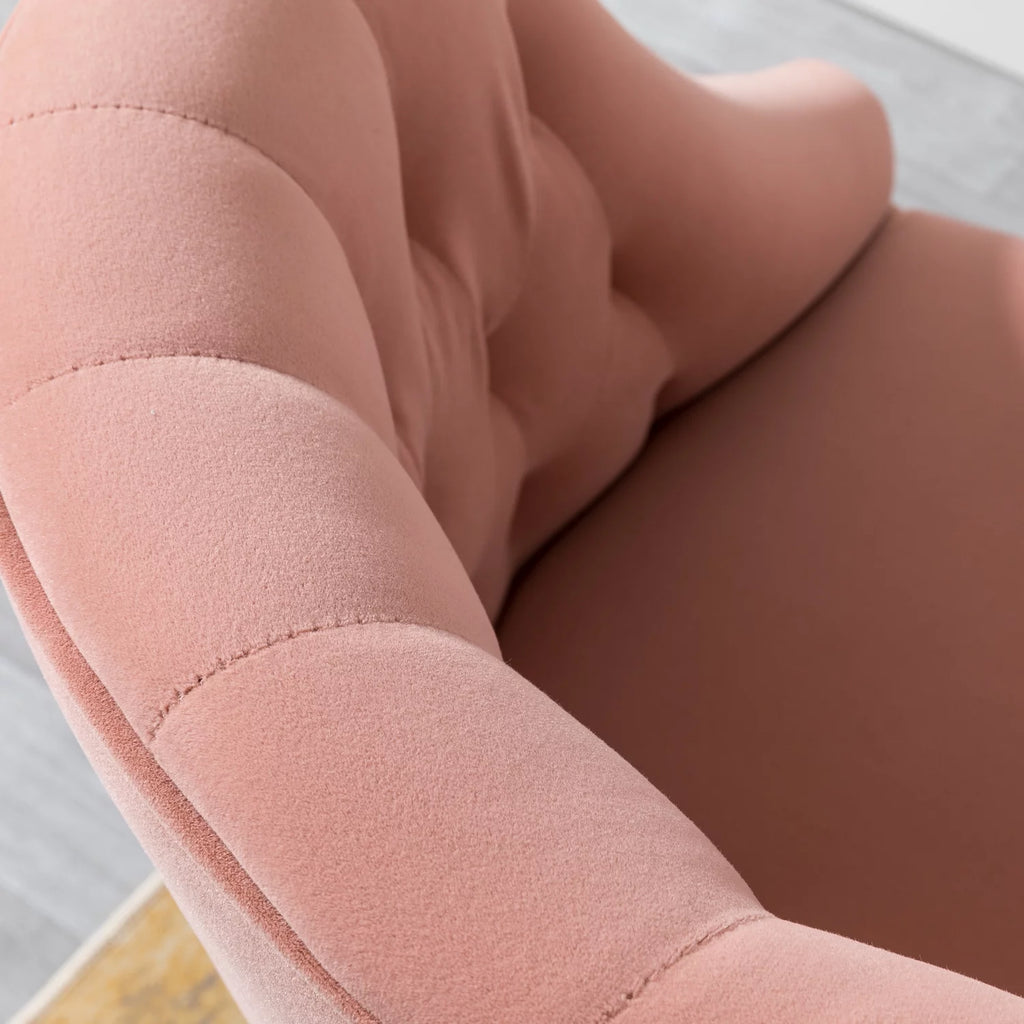 Pink Velvet Fabric Swivel Rolling Task Chair L459740
