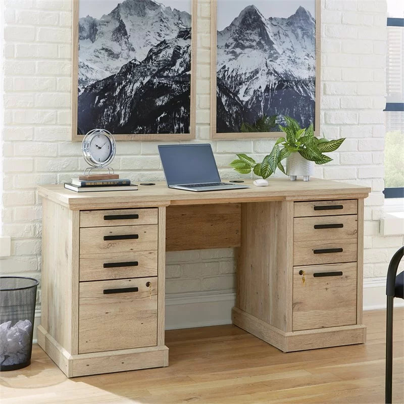 60" Engineered Wood Credenza Desk in Prime Oak Y95480