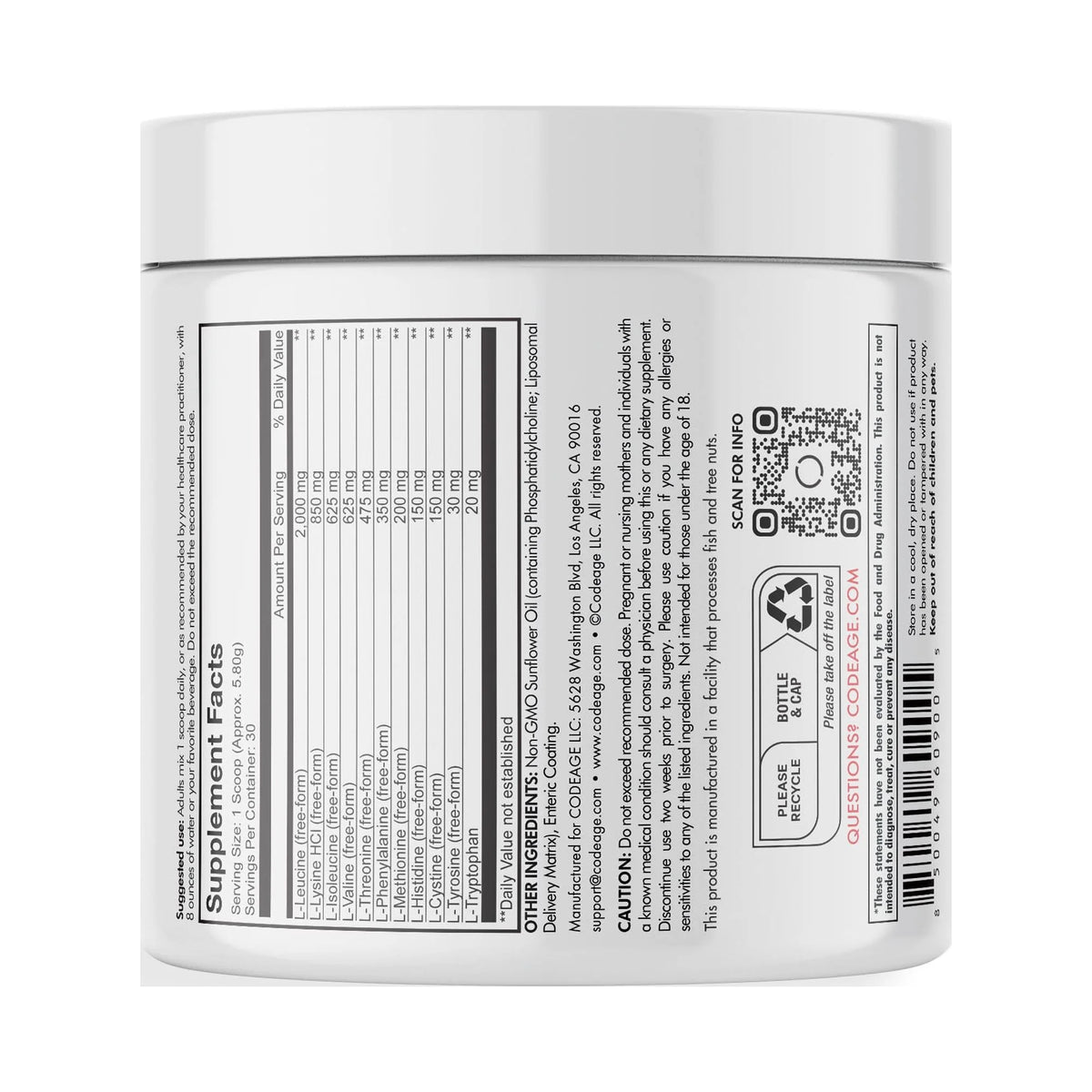 6.15 oz Amino Acid Powder Supplement Y603682