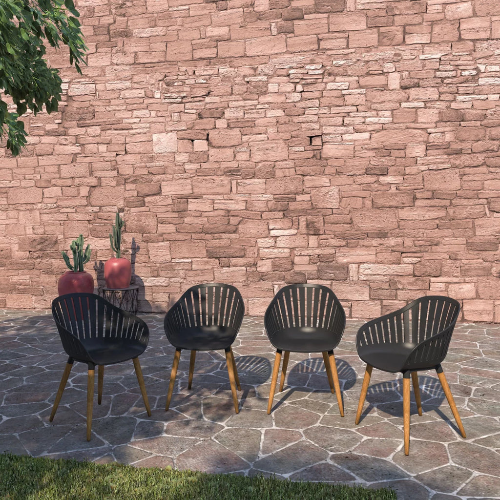 4-Piece Chair Set with Teak Finish Legs O19095