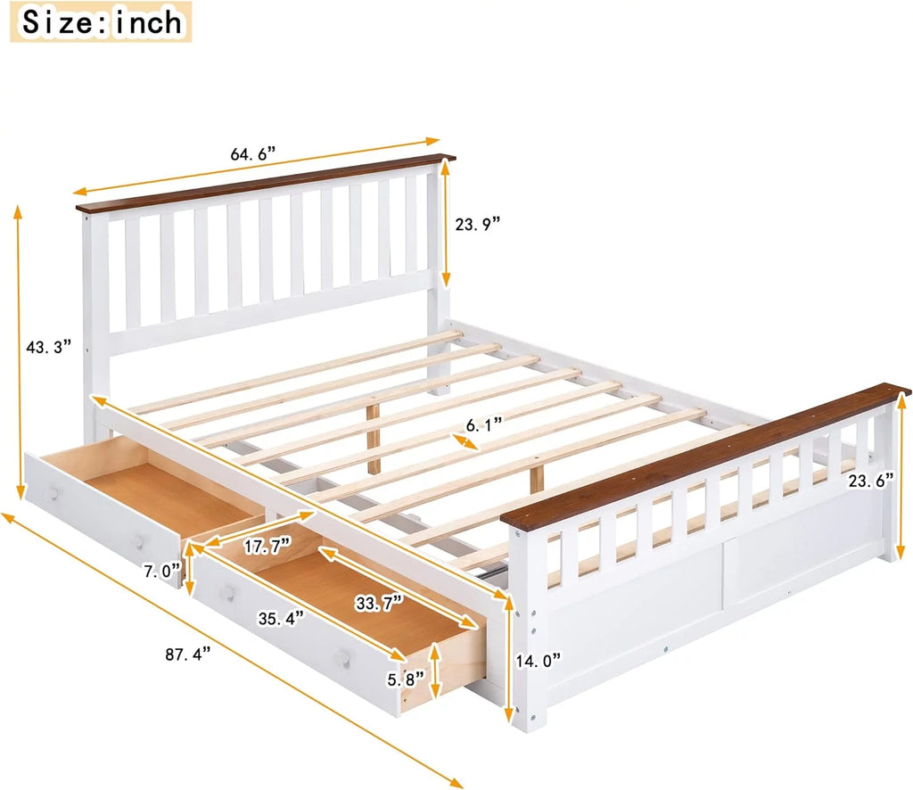 Queen Size Storage Platform Bed with 2 Drawers A202