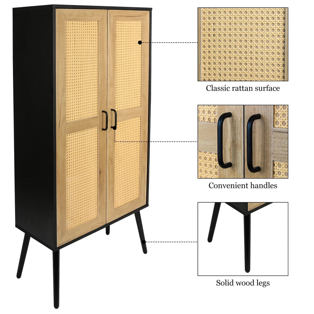 59'' Tall Rustic Storage Cabinet with Shelf Rattan M272352