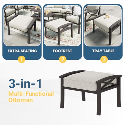 5-Piece Outdoor Metal Sectional Furniture Set with Cushions and Coffee Table X48729