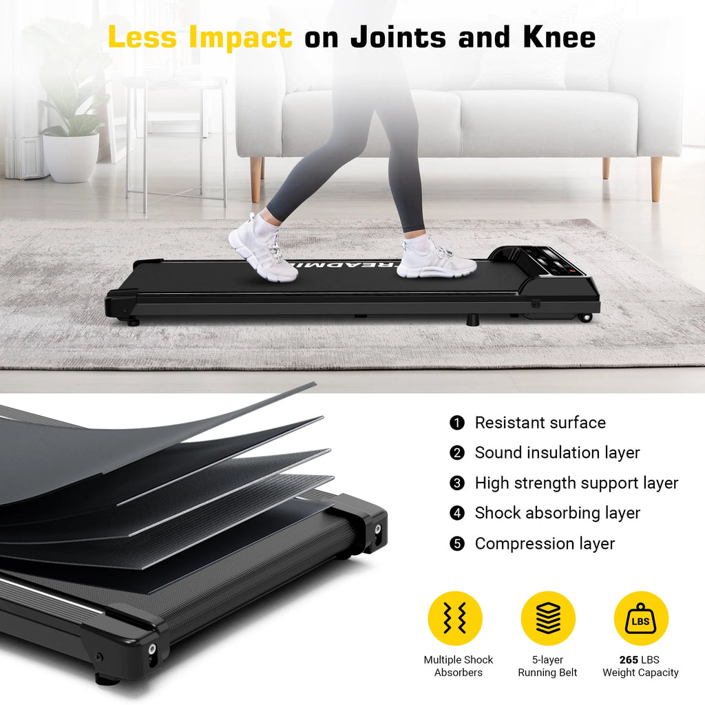 Black Portable Under Desk Treadmill Walking Pad Y19577