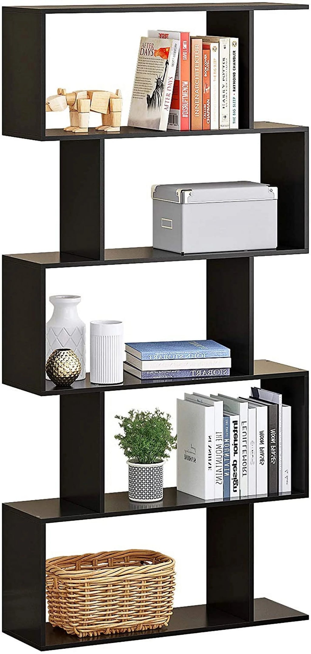 5-Tier Black Bookcase Shelving Unit X753