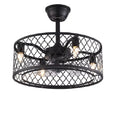 20 inch 5-Blades Caged Ceiling Fan with Light and Remote Matte Black S62669