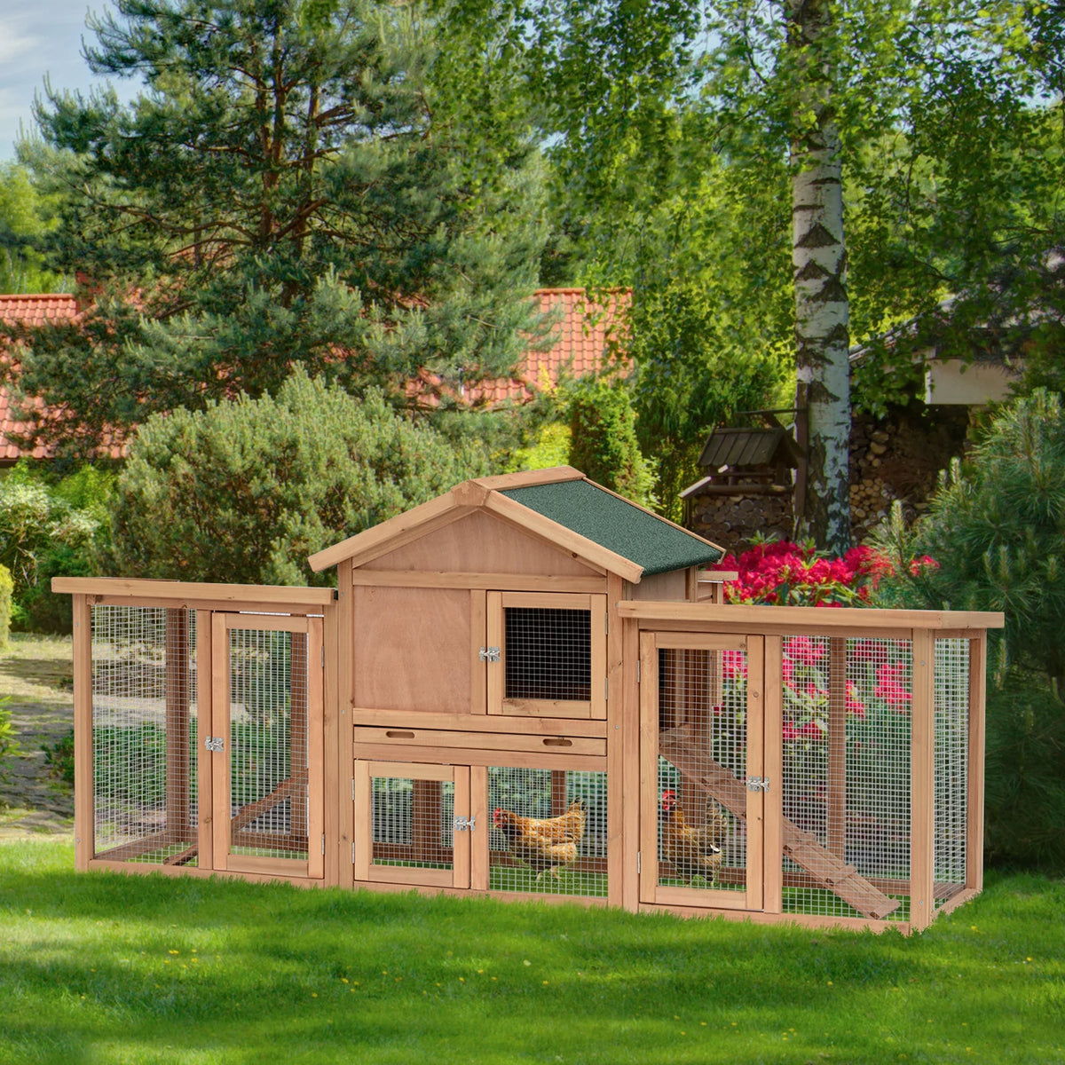 80" Wooden Chicken Coop with Nesting Box G82208