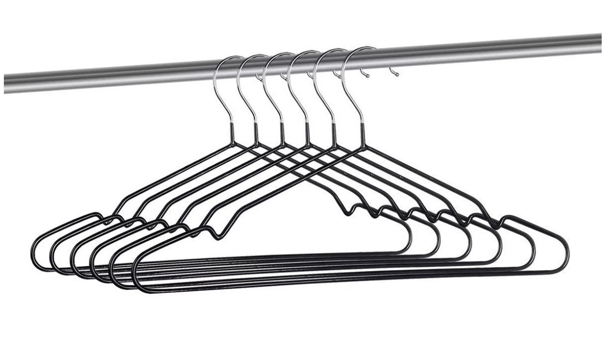 120 Pack Black Non-Slip Metal Hangers with Rubber Coating I85976