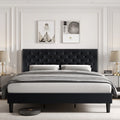 King Size Upholstered Platform Bed with Adjustable Headboard J6283