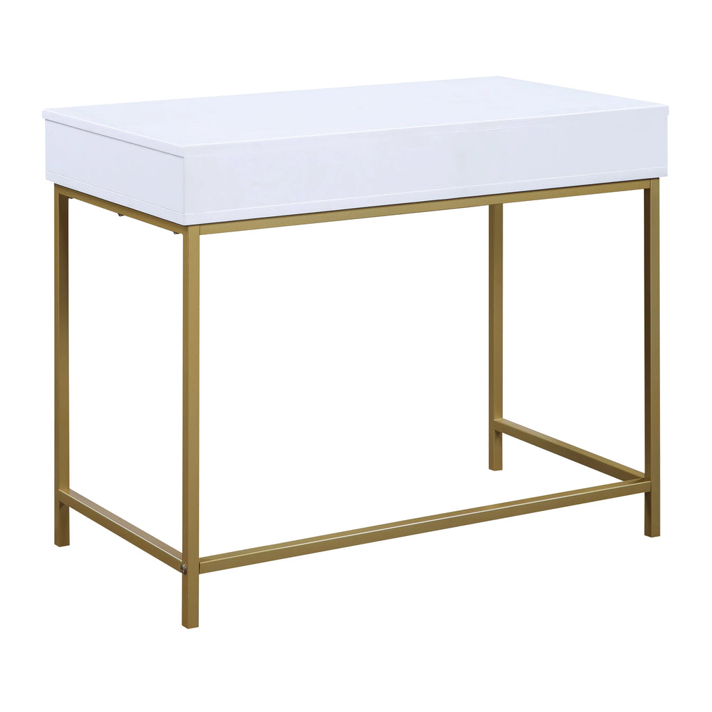 White Engineered Wood Desk with Metal Legs K370397