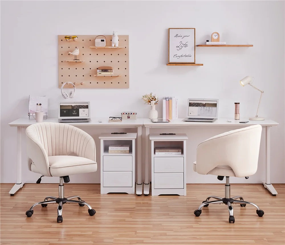 Cream Velvet Tufted Office Chair G833