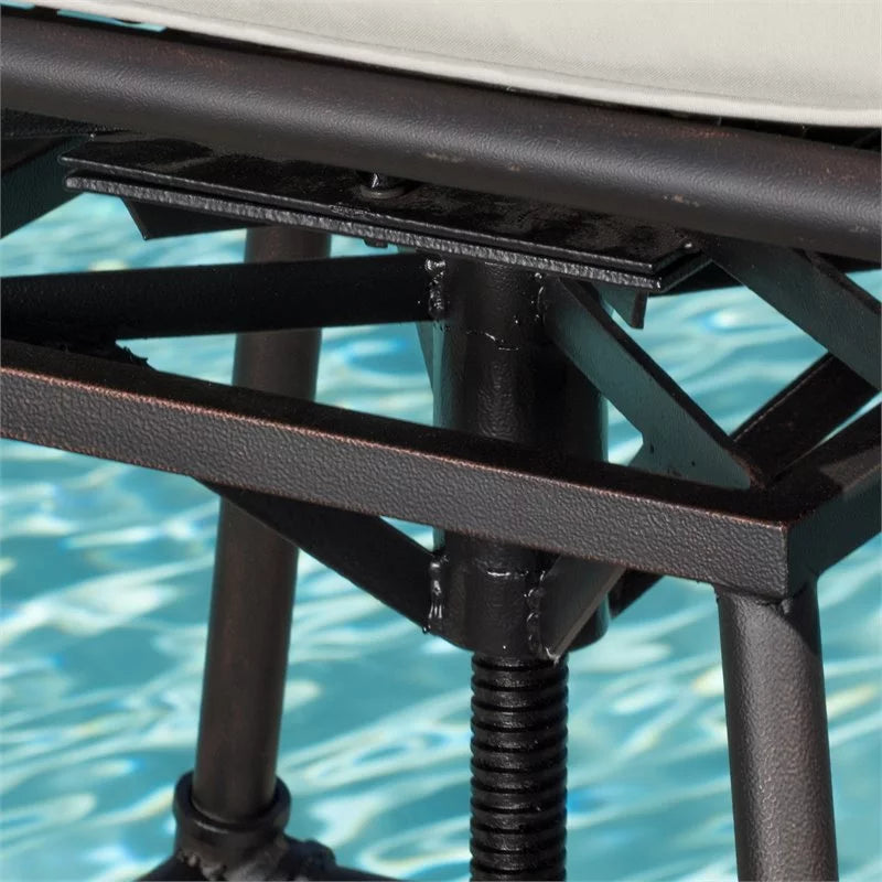 Adjustable Barstool Set of 2 Black Copper Beige C53083