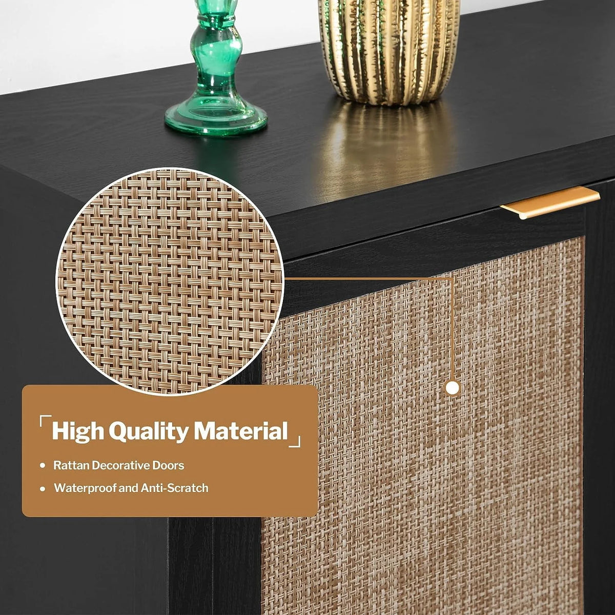Set of 2 Rattan Cabinet with Doors P4515