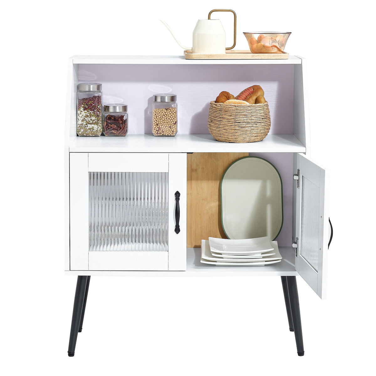 White Sideboard Cabinet with Glass Door and Shelf S39107