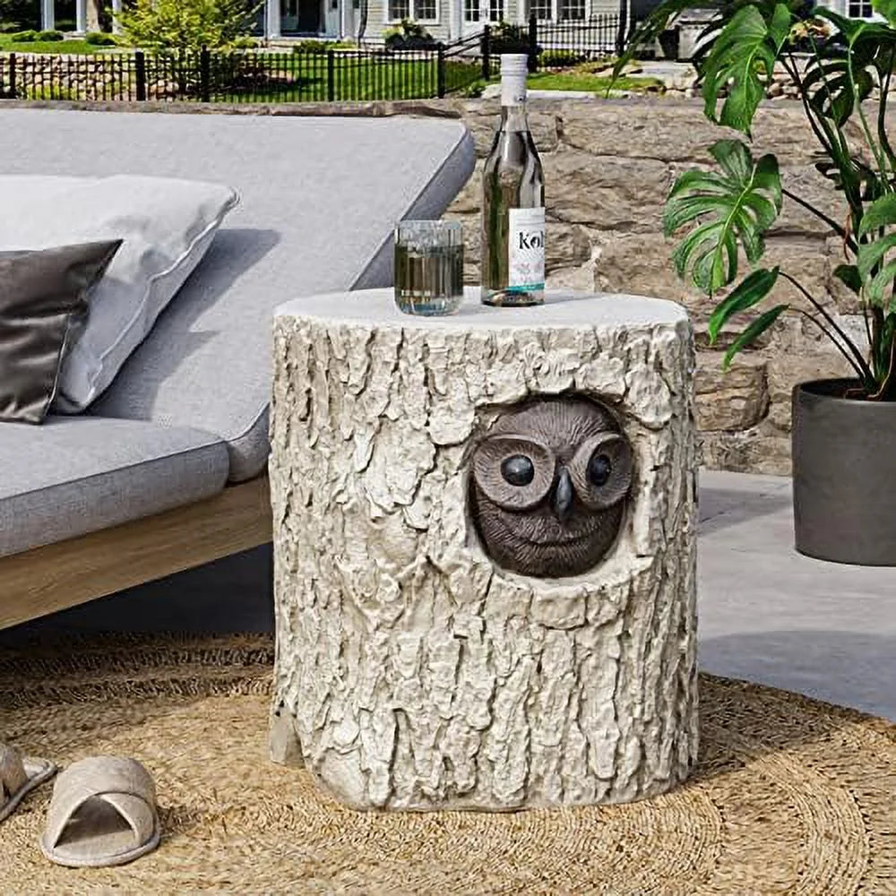 Antique Beige Faux Wood Stump Stool T47604