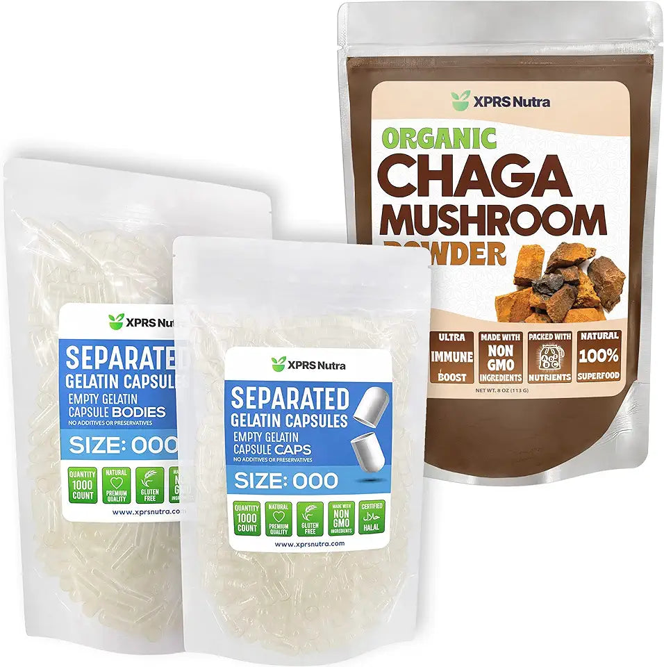 Size 000 Capsules with Chaga Powder L85687