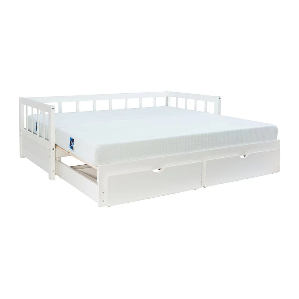 White Wood Storage Trundle Daybed F69470