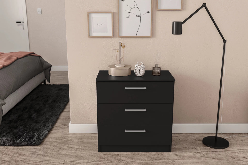 White 3 Drawer Wood Dresser E486