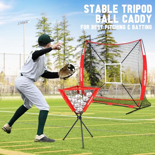 7x7' Baseball & Softball Net with Strike Zone, Tee, Ball Caddy L83003