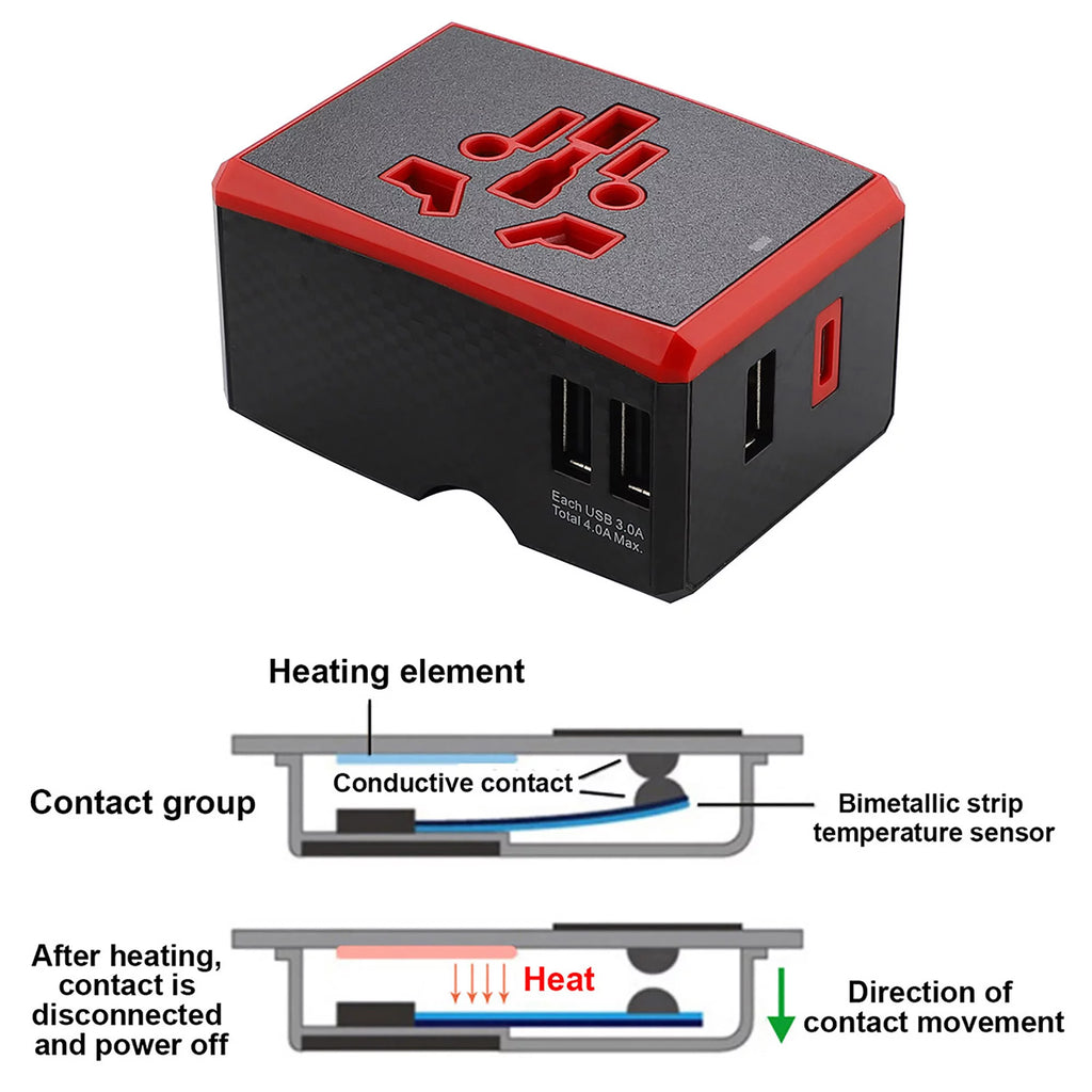 Universal Travel Adapter International Wall Charger AC Plug Adaptor with USB Type-C D546563
