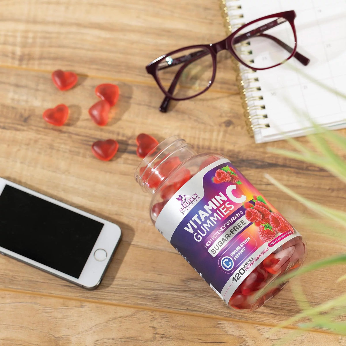 Sugar Free Vitamin C Gummies - Vegan, Non-GMO, Dairy & Gluten Free - Raspberry Flavor - 120 Count R16543