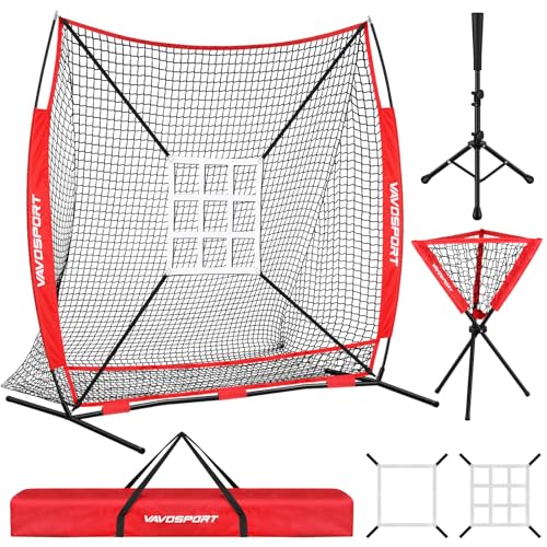 7x7' Baseball & Softball Net with Strike Zone, Tee, Ball Caddy L83003