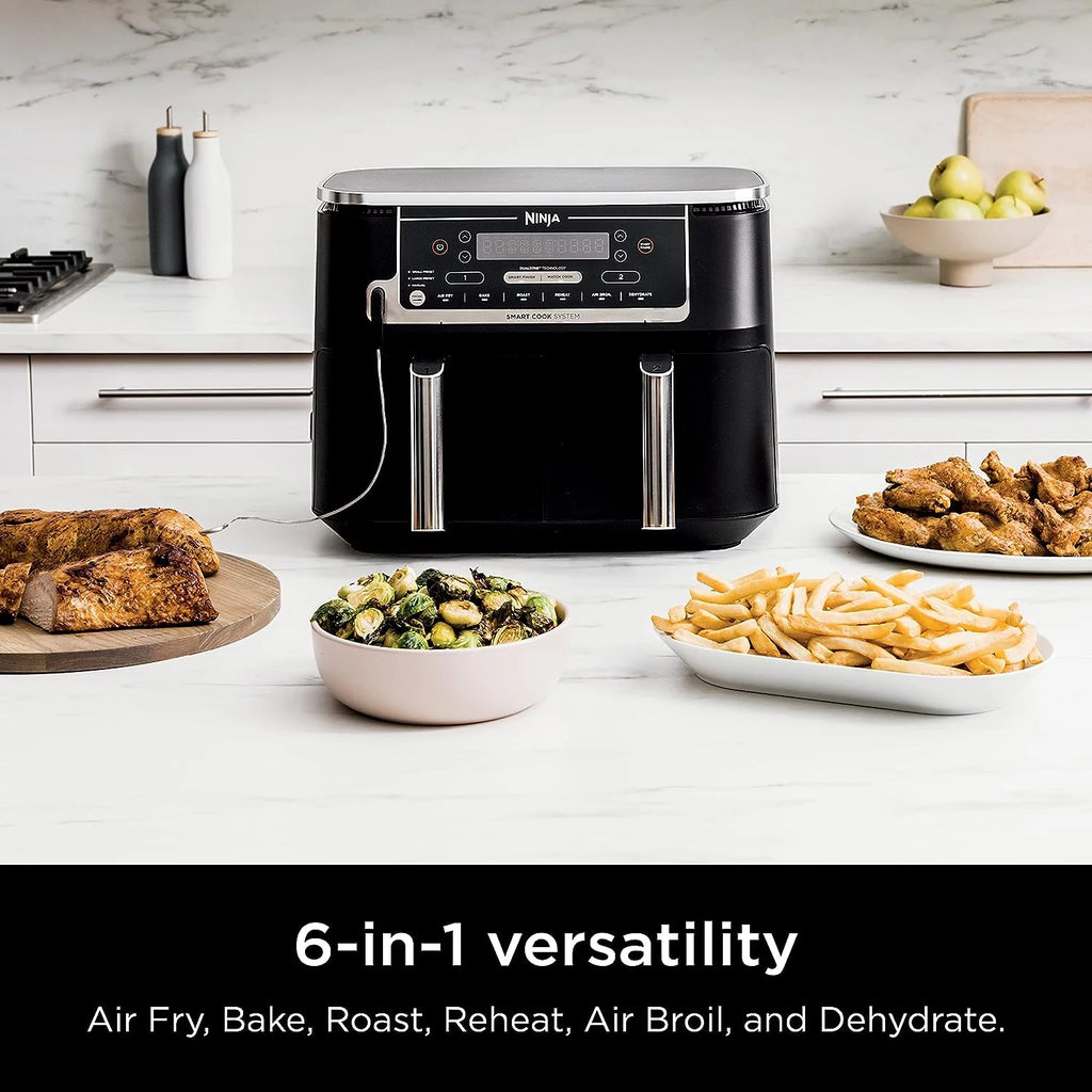 Black 6-in-1 10-qt. XL 2-Basket Air Fryer P151094
