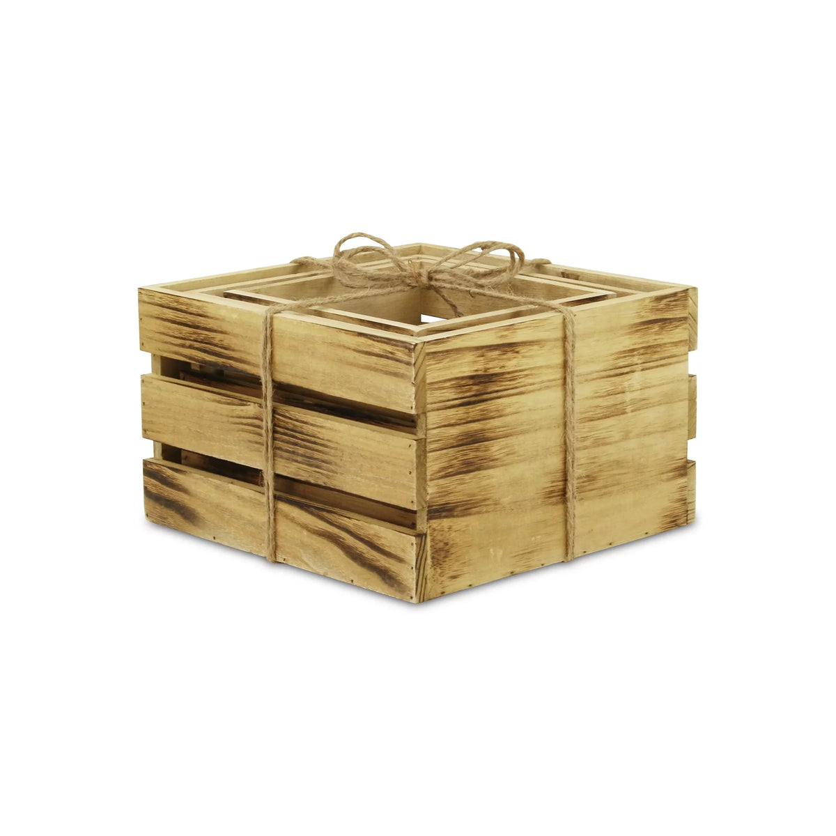 Set of 3 Brown Rustic Aged Wooden Crates Y426143