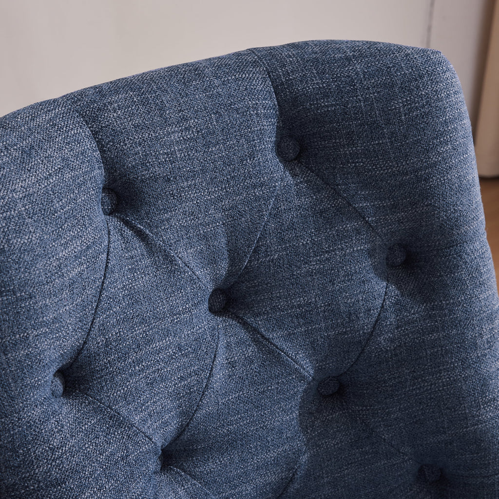 Blue Armless Swivel Fabric Padded Desk Chair F8100