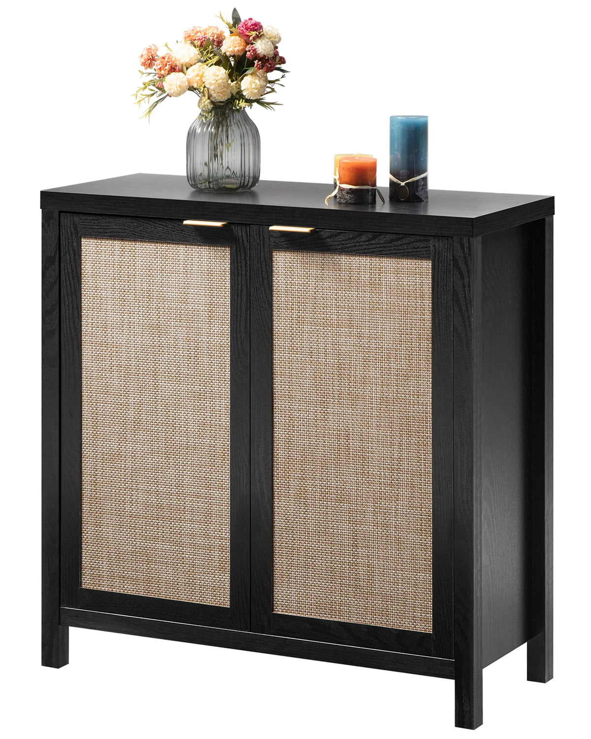 Set of 2 Rattan Cabinet with Doors P4515