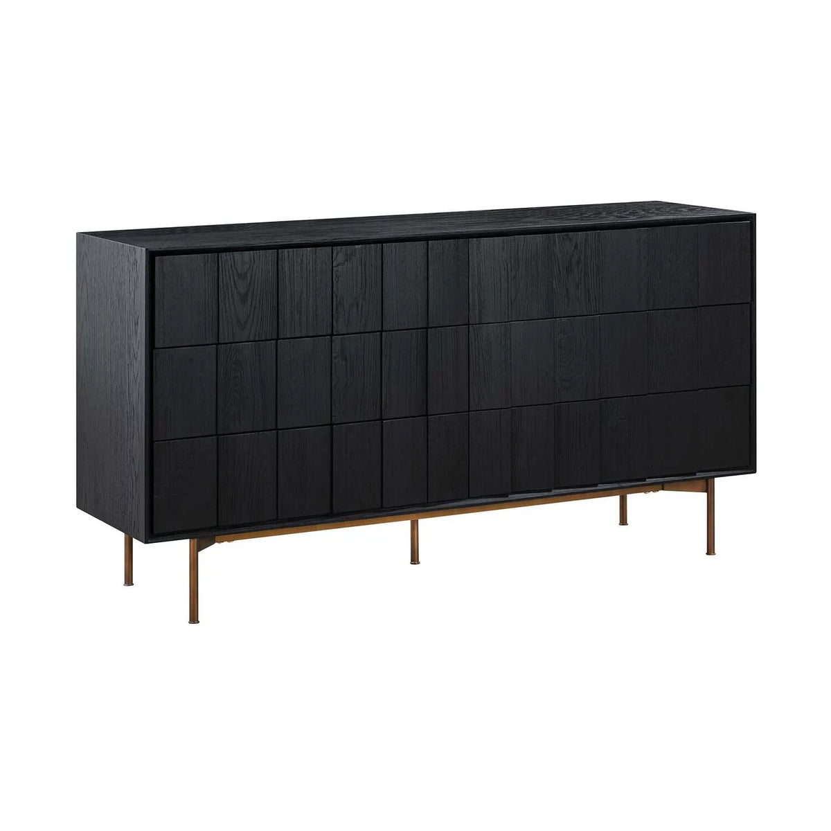 Black 6 Drawer Dresser with Bronze Legs U87606