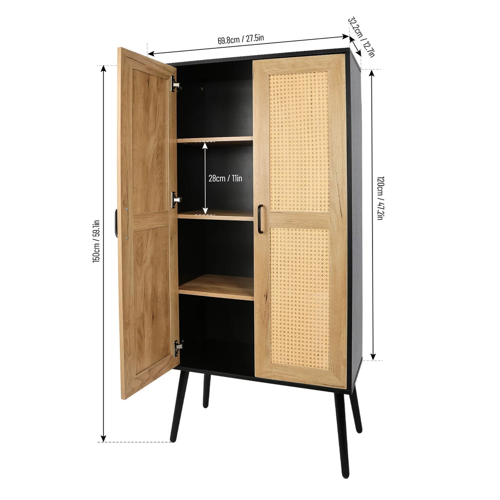 59'' Tall Rustic Storage Cabinet with Shelf Rattan M272352