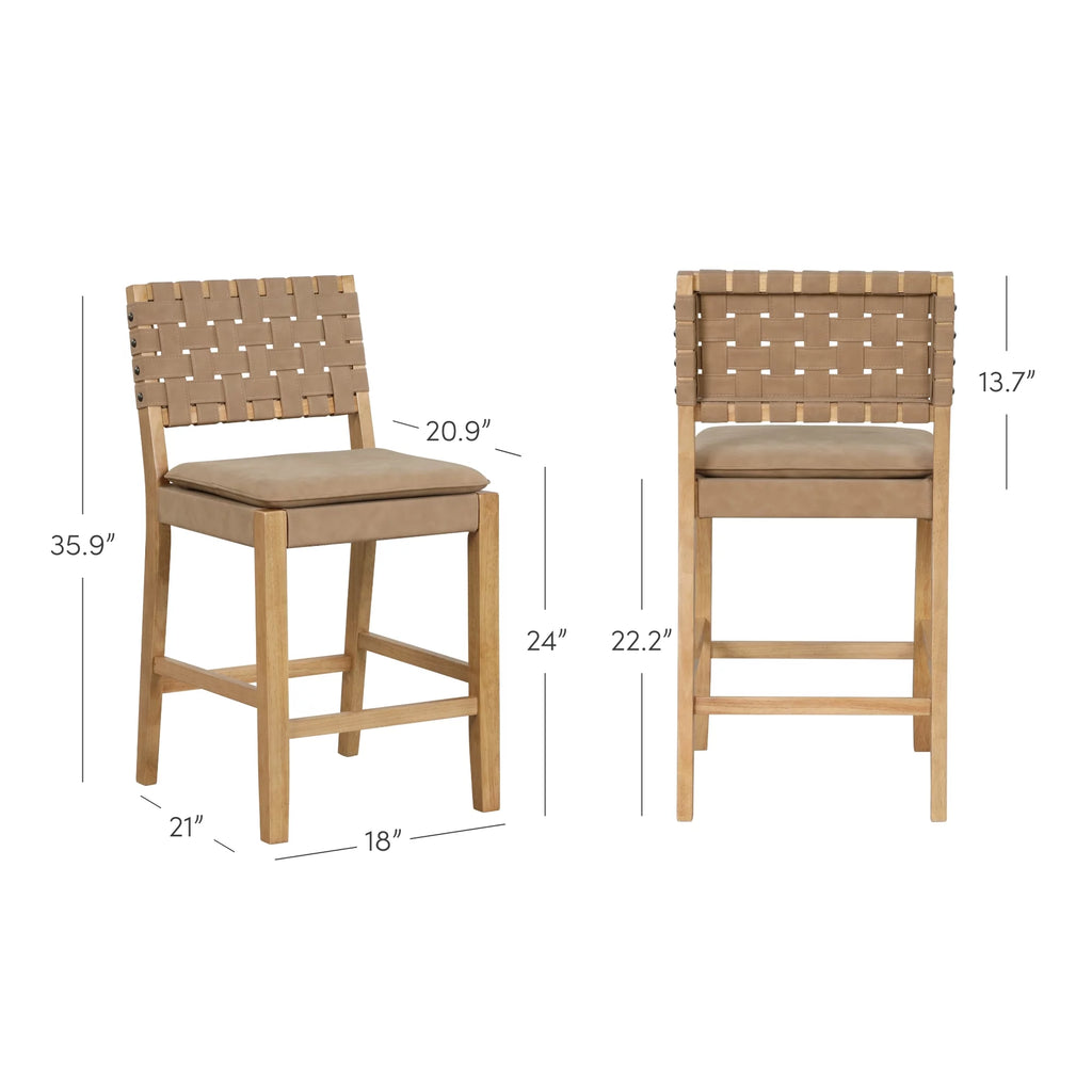 Mid-Century Modern Leather Bar Stool H3744
