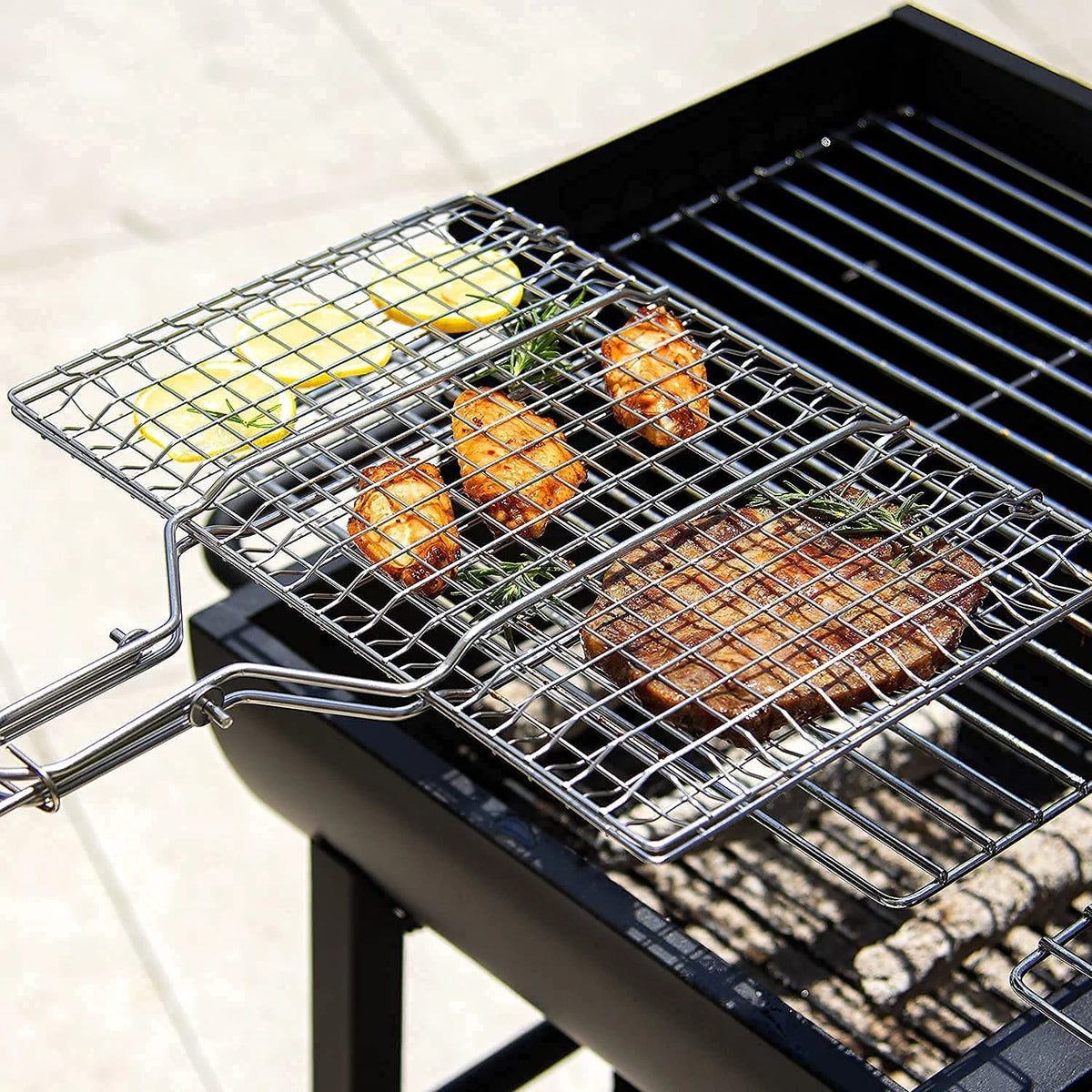 Rustproof 304 Stainless Steel Grill Basket P282541