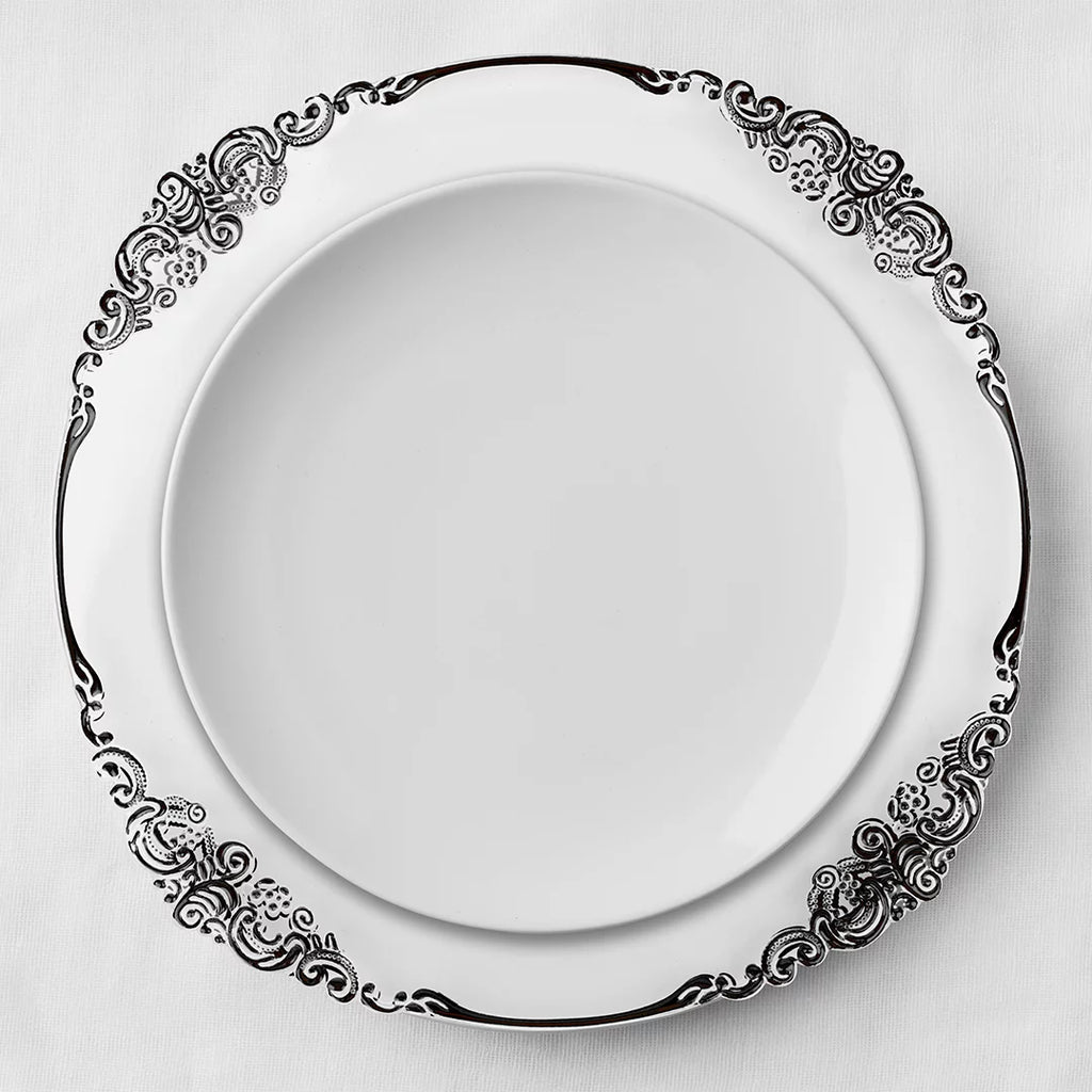 Clear Acrylic Charger Plates with Black Rim Set of 4 P358