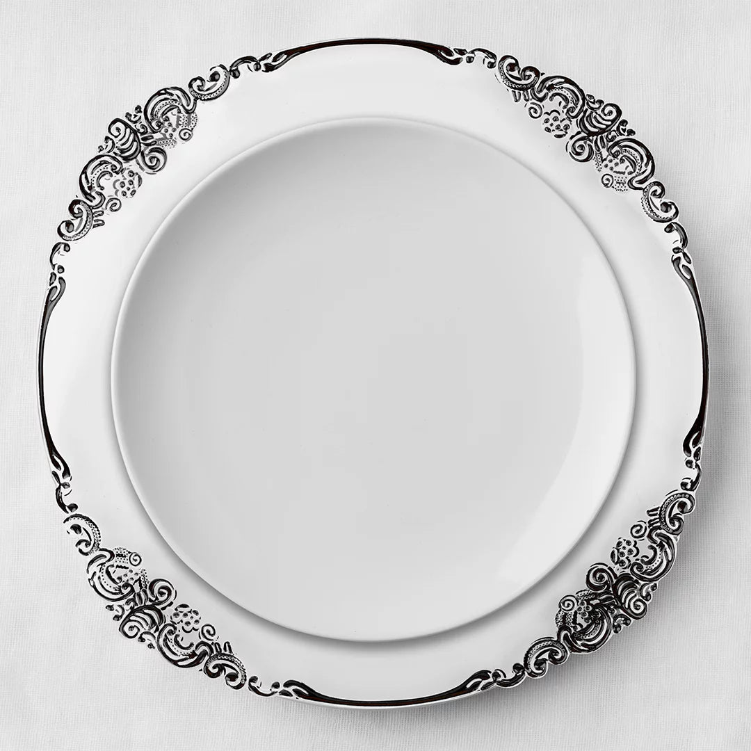 Clear Acrylic Charger Plates with Black Rim Set of 4 P358