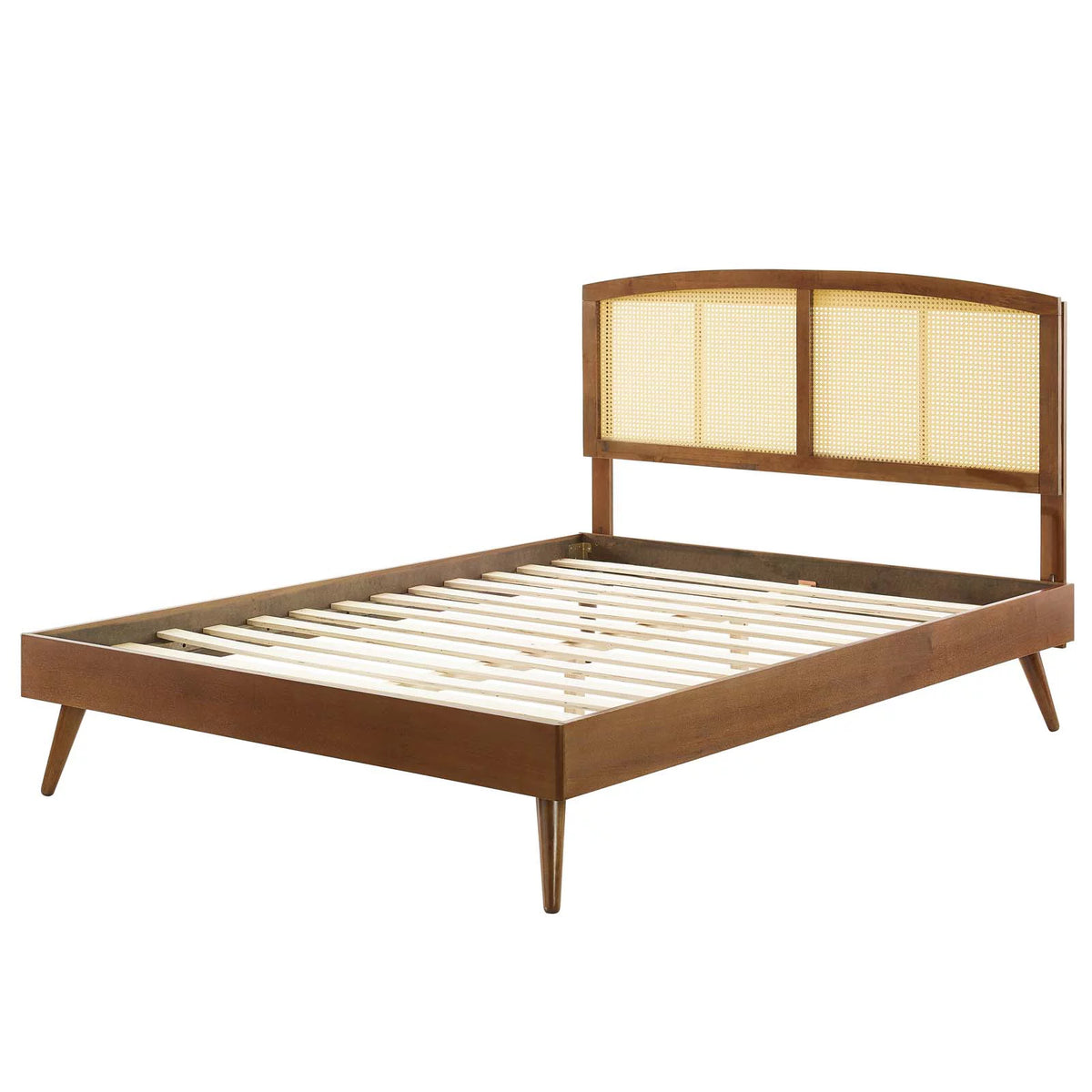 Full Size Brown Walnut Wood Platform Bed Frame J51262
