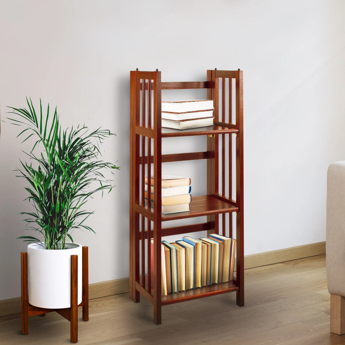 3-Shelf Folding Bookcase, Walnut F919233