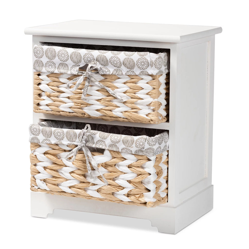 White Wood 2-Basket Storage Unit Y539936