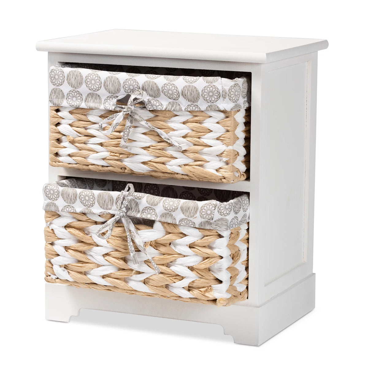 White Wood 2-Basket Storage Unit Y539936