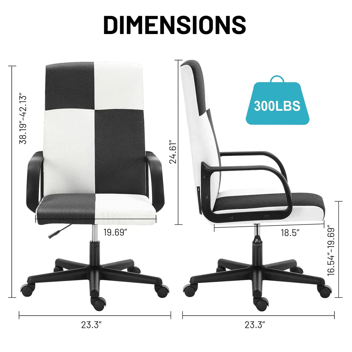 White and Black Checkerboard Pattern Office Chair E675935