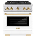 30 4.2 cu. ft. Gas Range with Convection Gas Oven in Stainless Steel with White Matte Door and Gold Accents B491306