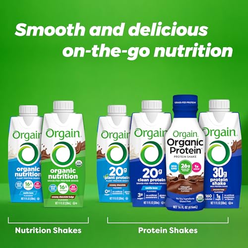 Organic Vanilla Bean Protein Shake, 16g Grass Fed Whey, 11 Fl Oz (12 Pack) D517011